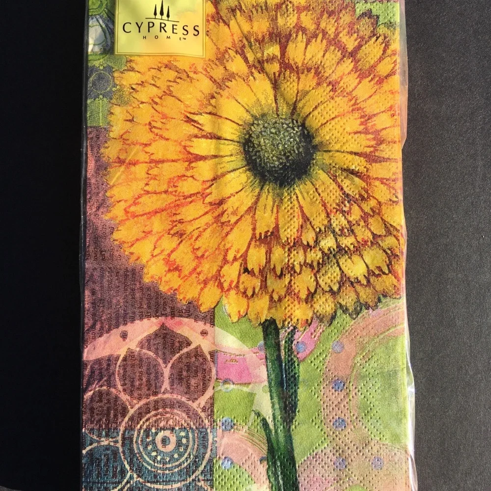 2 Packages Cypress Home Guest Napkins Paper Zinnia Yellow Party Crafts New